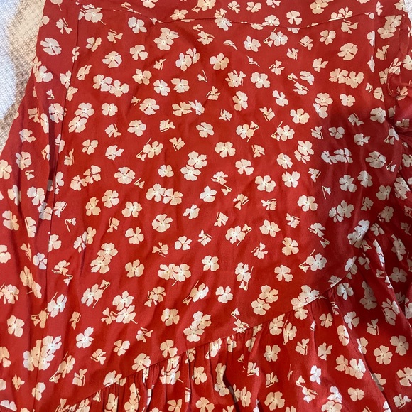 Madewell Happy Hibiscus Ruffle Faux Wrap Midi Skirt, Size 6 - Picture 4 of 12